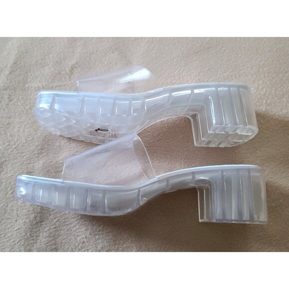 Urban Outfitters Vista Clear Jelly Platform Mule Sandals Sz 9 Y2K Retro NWOB - Picture 9 of 9